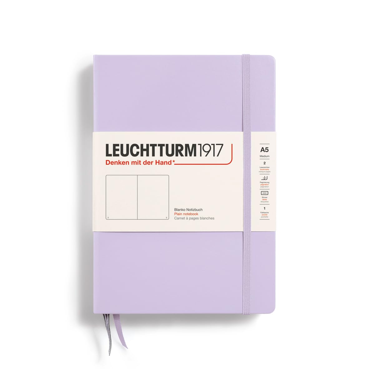 Leuchtturm1917 Medium A5 Hardcover 251-Page Notebook – Lilac Plain Edition