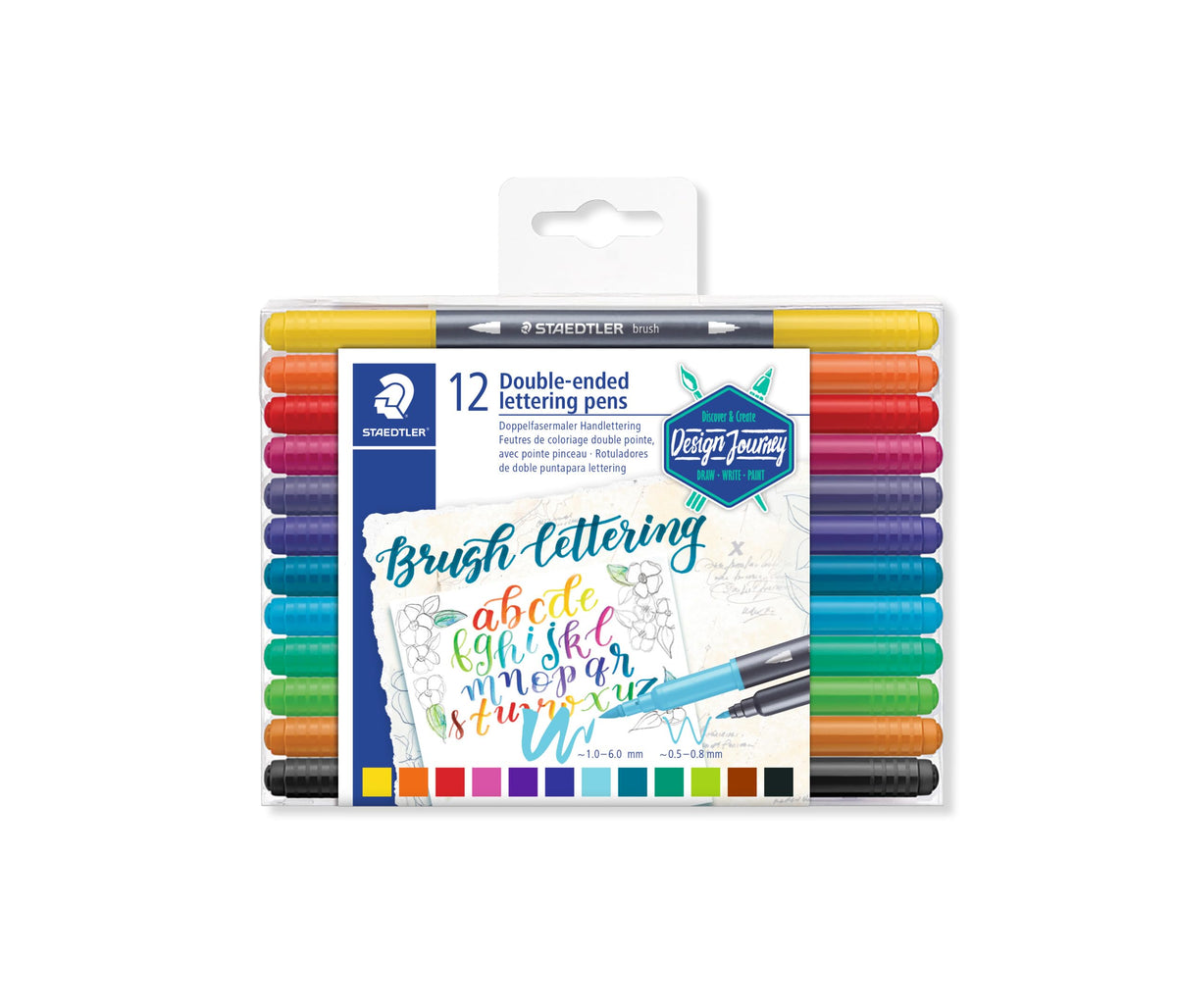 Staedtler 3004 TB12 Design Journey Double-Ended Brush Marker – Assorted Colours