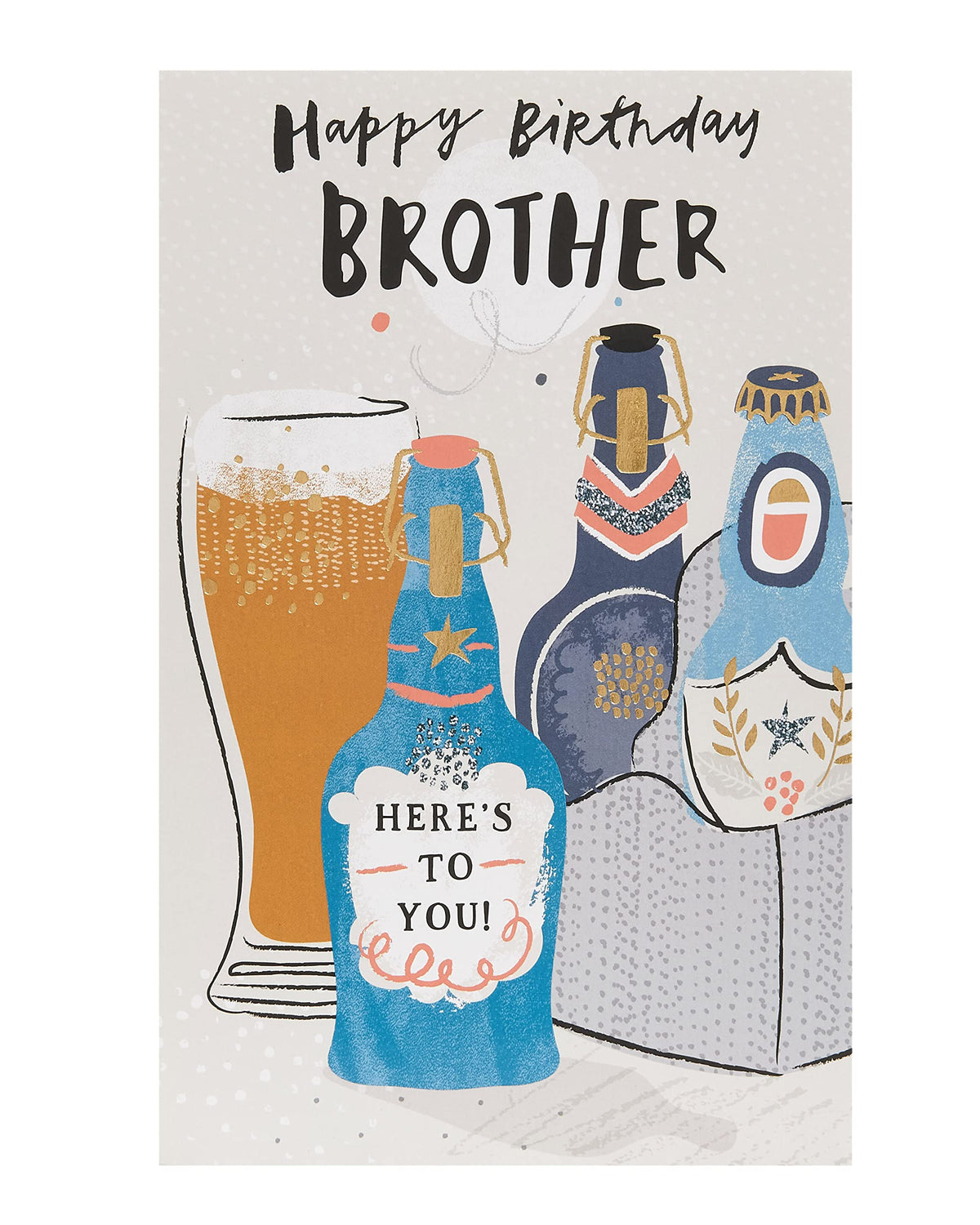 UK Greetings “Brother Beers” Birthday Card – Bold Typography & Beer Motif