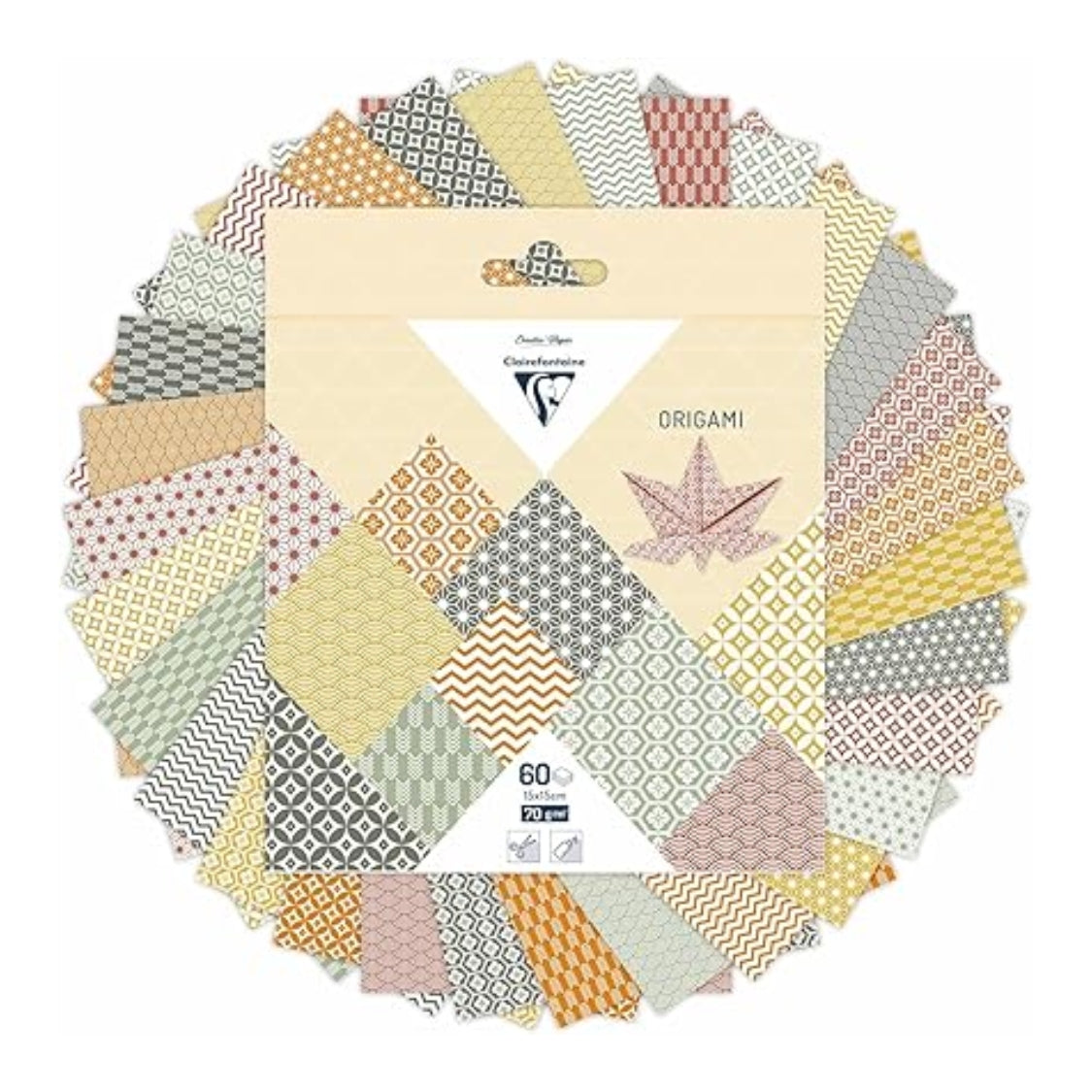 Clairefontaine Origami Paper Autumn Collection – 60 Sheets, 15 x 15 cm, 70gsm
