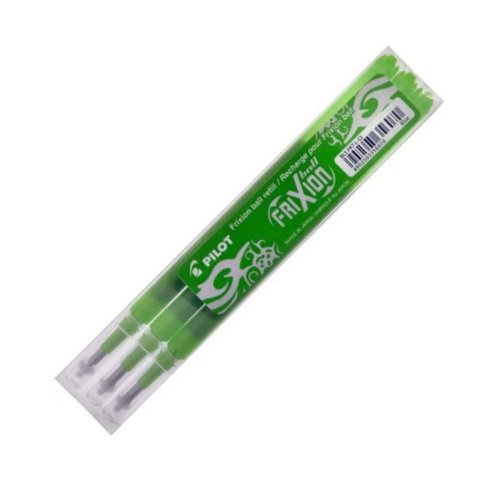 Pilot FriXion Rollerball Refills 0.7mm Green Ink – Pack of 3, Erasable Gel Refills