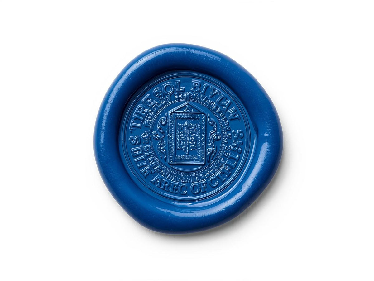 VRD Blue Wax Seal Stamp – Rectangular Crest Heritage Design with Ornate Border