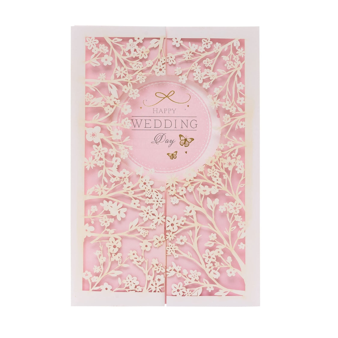 UK Greetings Wedding Card – Laser Cut Floral Design with Gold Foil Accents