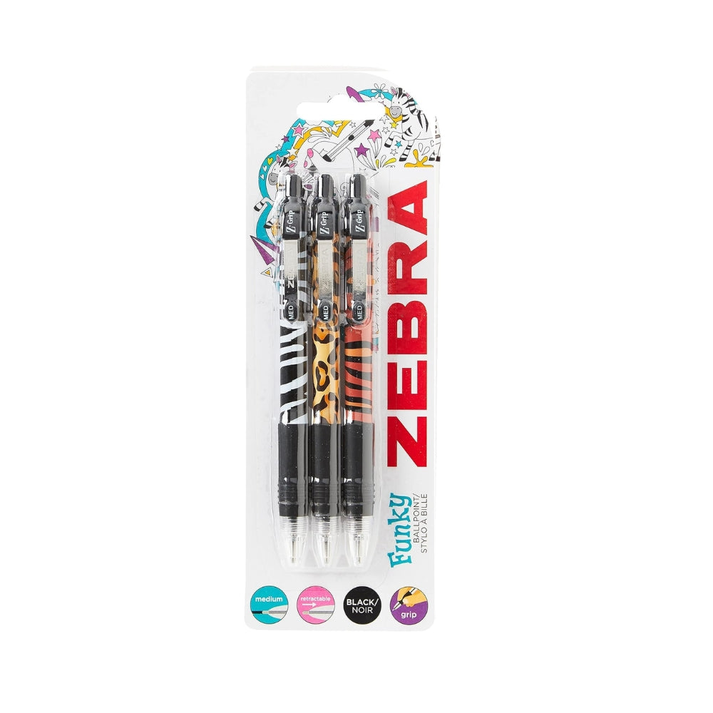 Zebra Z-Grip Smooth Funky Black Retractable Ballpoint Pen