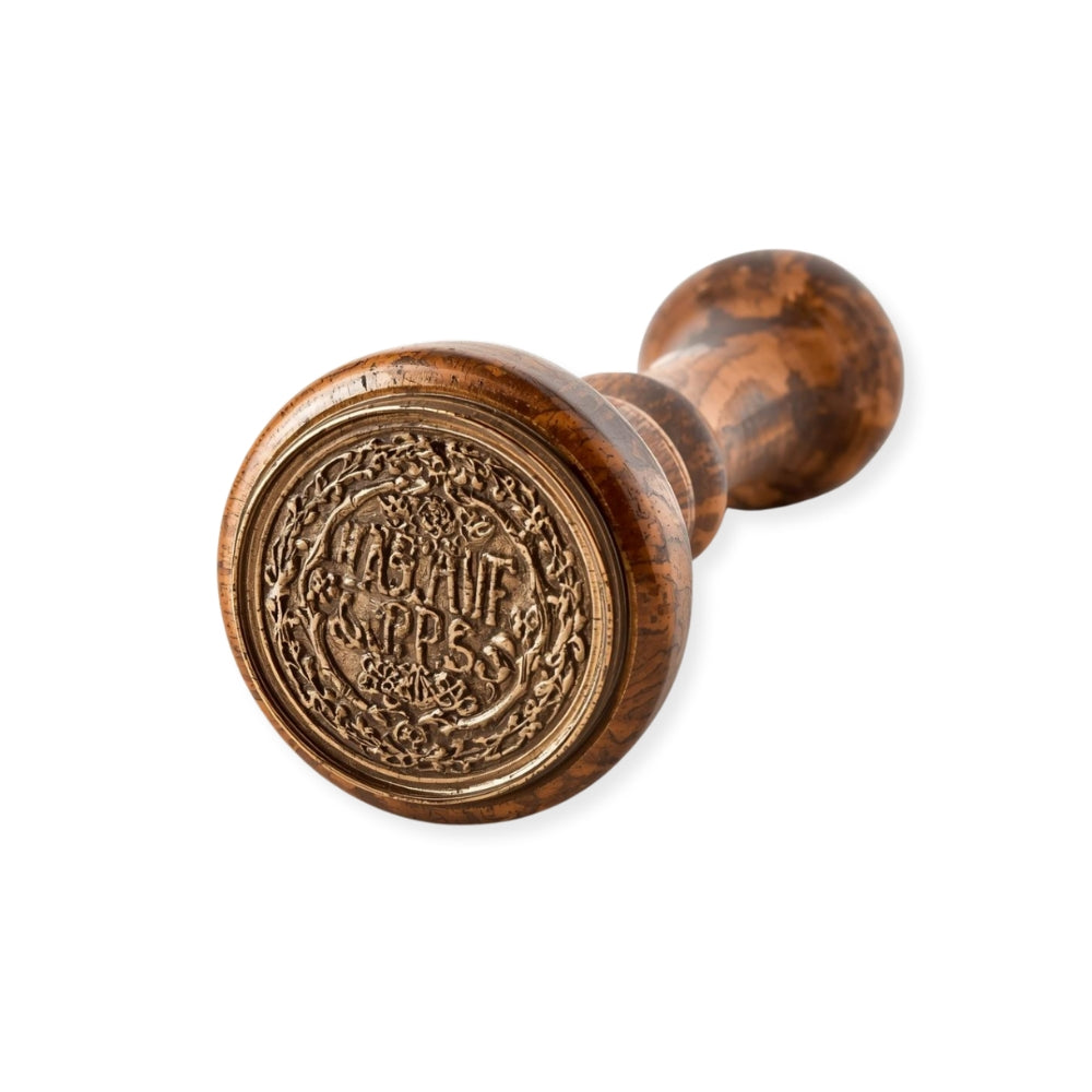 VRD Heritage Wax Seal Stamp with Wooden Handle – Ornate Engraved Crest Design