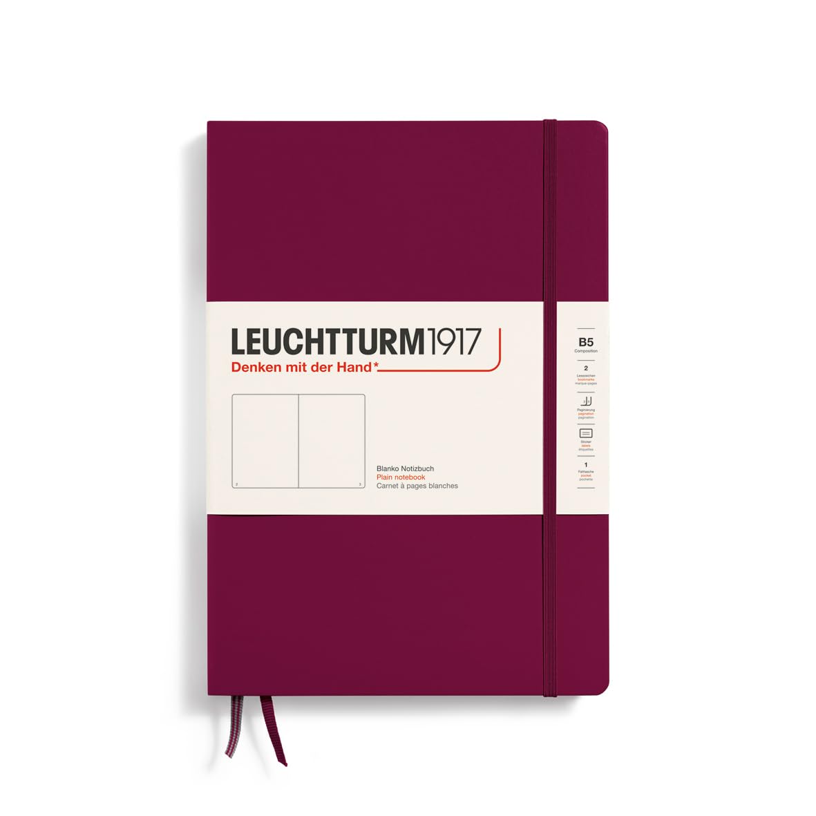 Leuchtturm1917 Composition B5-219 Notebook – Port Red Hardcover (Plain)