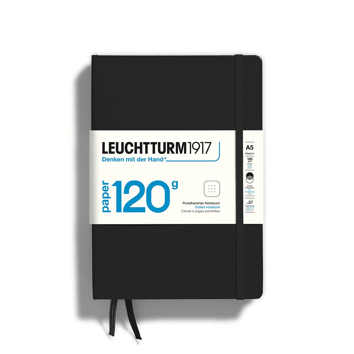 Leuchtturm1917 120G Special Edition A5 Dotted Notebook – Black Hardcover (203 Pages)