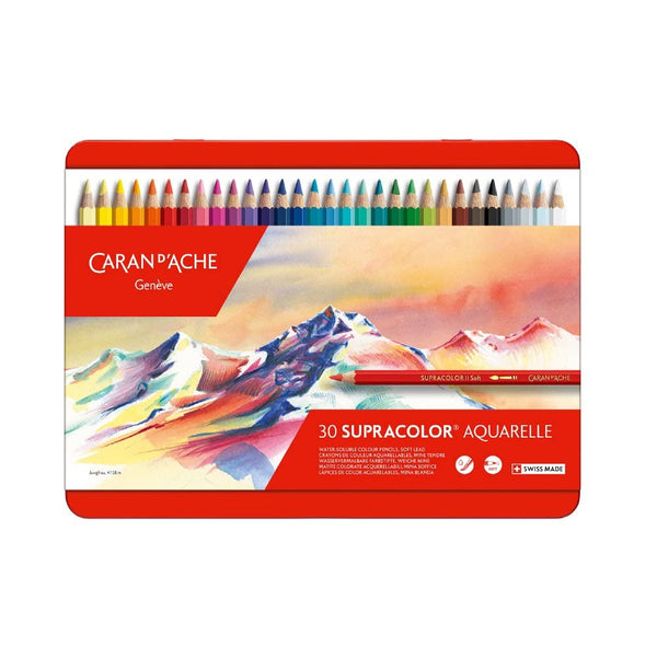 Caran d’Ache Supracolor Watercolour Pencil Set — 30 Colours in Metal Tin