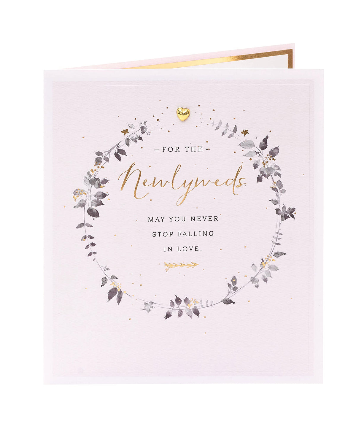 UK Greetings Wedding Card “Gold Foil Wreath” – Elegant Anniversary Design