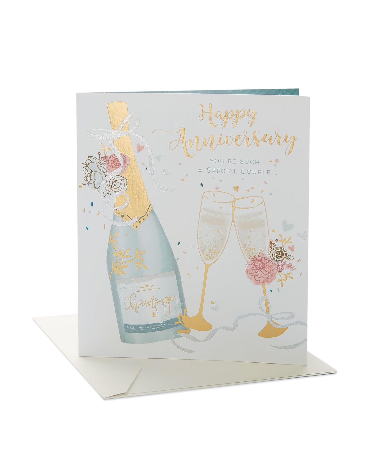 UK Greetings Anniversary Card “Champagne & Flutes” – Elegant Celebration Design