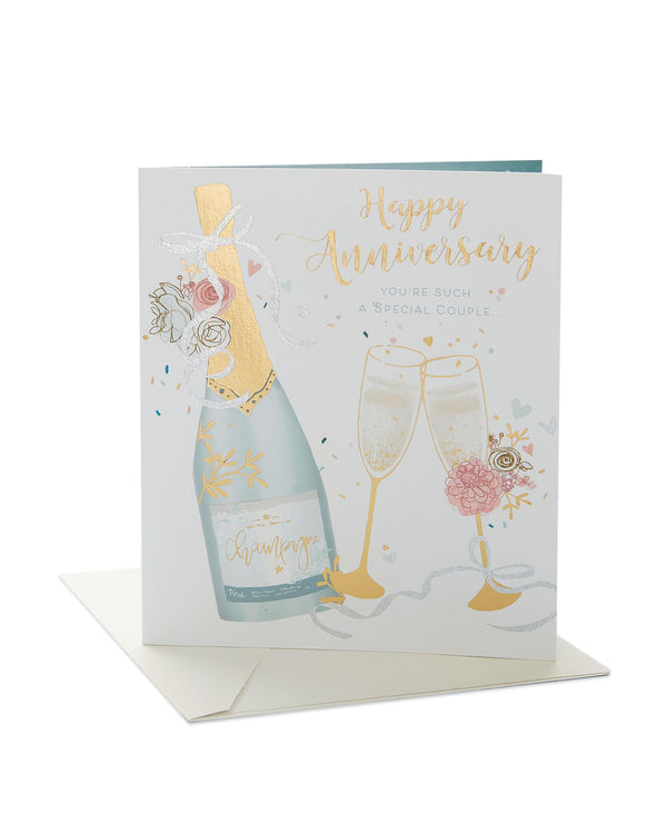 UK Greetings Anniversary Card “Champagne & Flutes” – Elegant Celebration Design