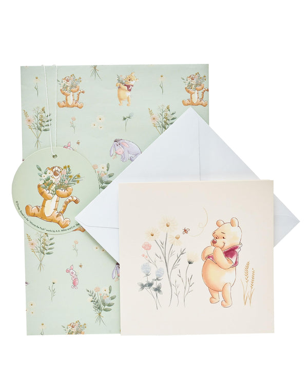 UK Greetings Disney Winnie the Pooh Wrap, Card & Tag Pack – Premium Gifting Set