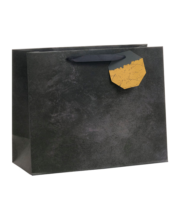 UK Greetings Large Gift Bag – Elegant Black Design with Gold Tag (Model 688949-0-1)