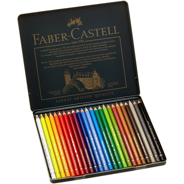 Faber-Castell Polychromos Artists’ Colour Pencils – Tin of 24 Premium Colours
