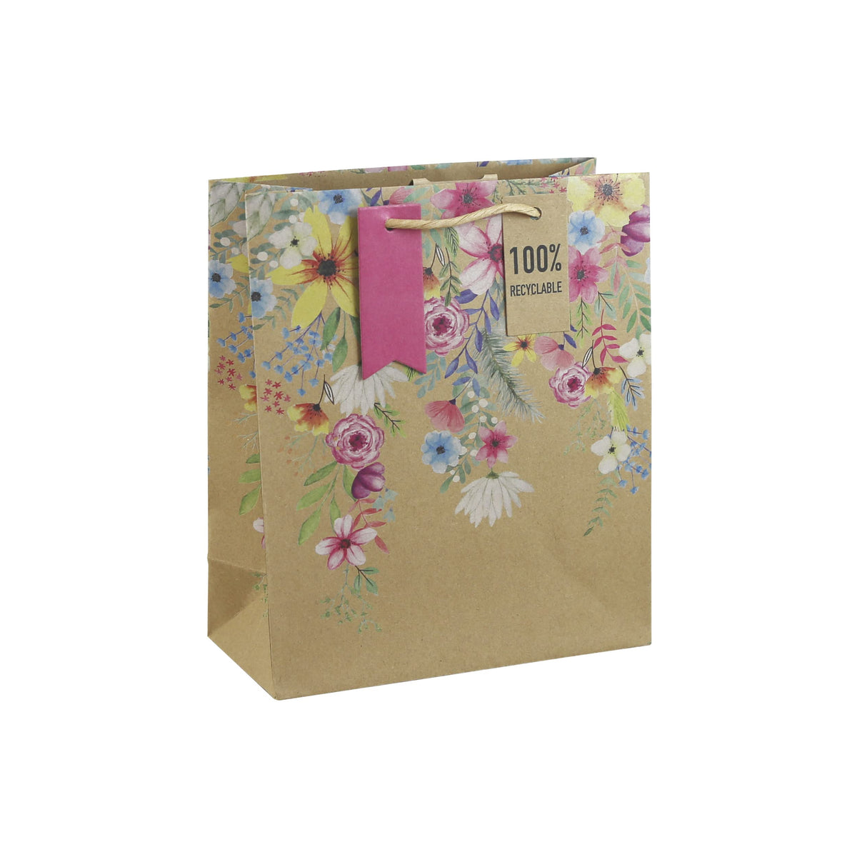 Clairefontaine Excellia Medium Gift Bag – Summer Floral Kraft Design