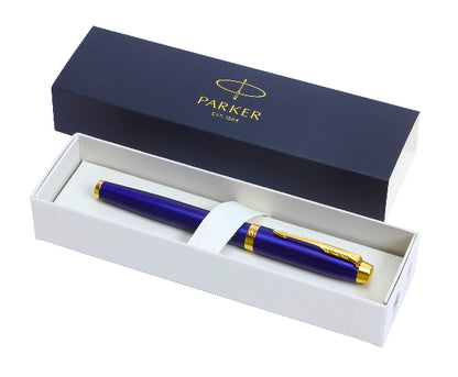 Parker pen in a box with the Parker logo on a white background