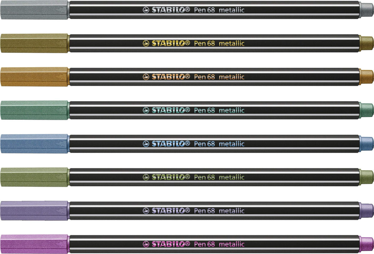 STABILO Pen 68 Metallic 6808/8 Tin – Premium Assorted Metallic Felt-Tip Pens