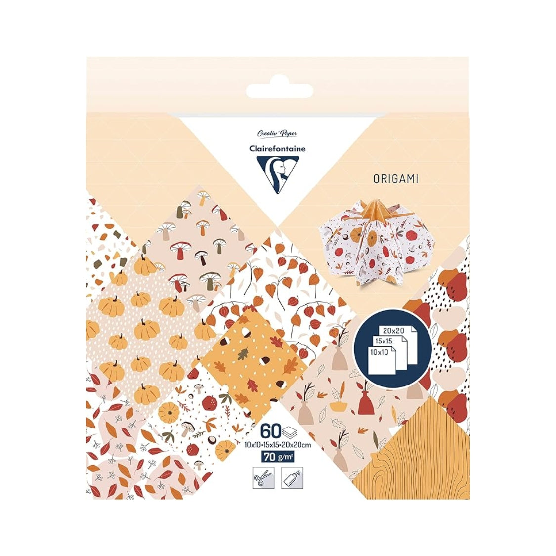 Clairefontaine Origami Paper Pack 10×10 cm – 60 Sheets Assorted Patterns (95379C)