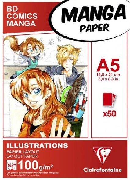 Clairefontaine Manga Layout Pad 100 gsm, 50 Sheets