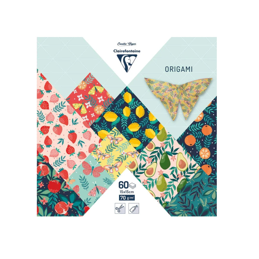 Clairefontaine -  Origami Paper (Pack of 60 Sheets) -  Fruity Garden Patterns