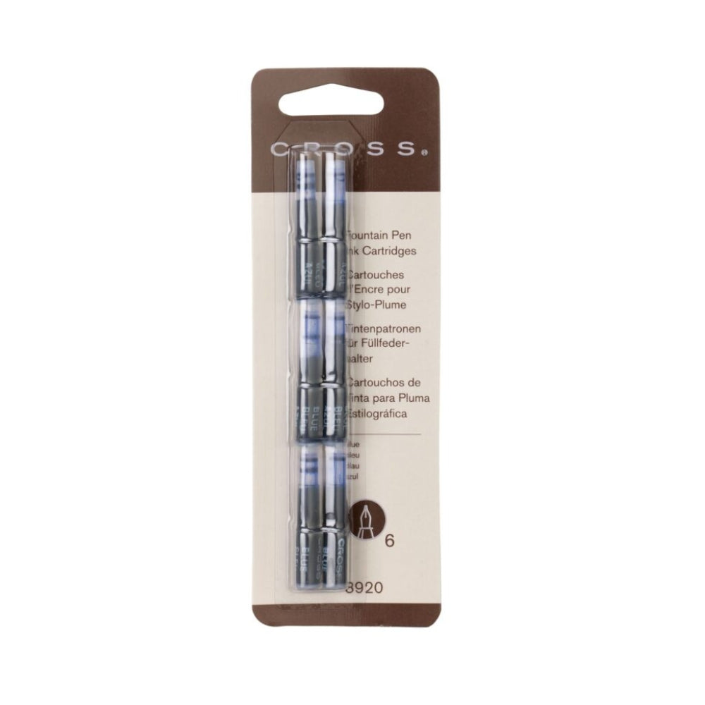 Cross Blue Fountain Pen Ink Cartridges – Pack of 6 Refills, Smooth Writing