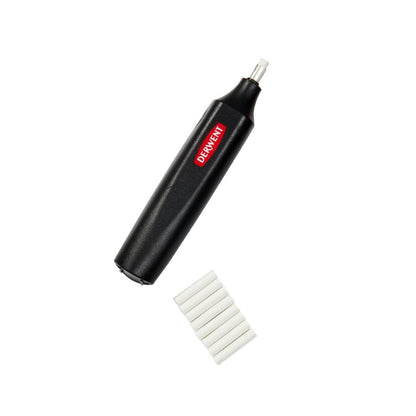 Derwent Battery Operated Eraser Pen with 8 Refills – Precision Erasing Tool, Black