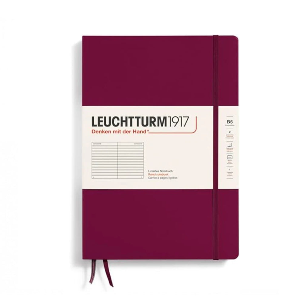 Leuchtturm1917 Composition B5-219 Notebook – Port Red Hardcover (Plain)