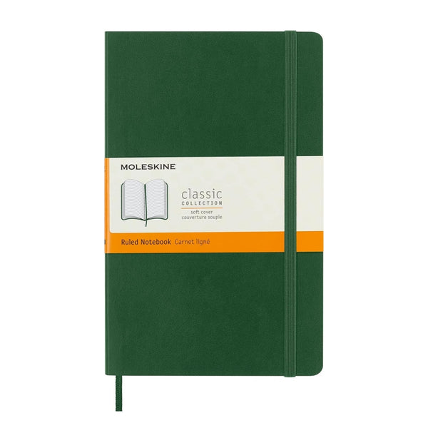 Moleskine Classic Notebook Soft Cover – Large Myrtle Green, Ruled (192 pages)