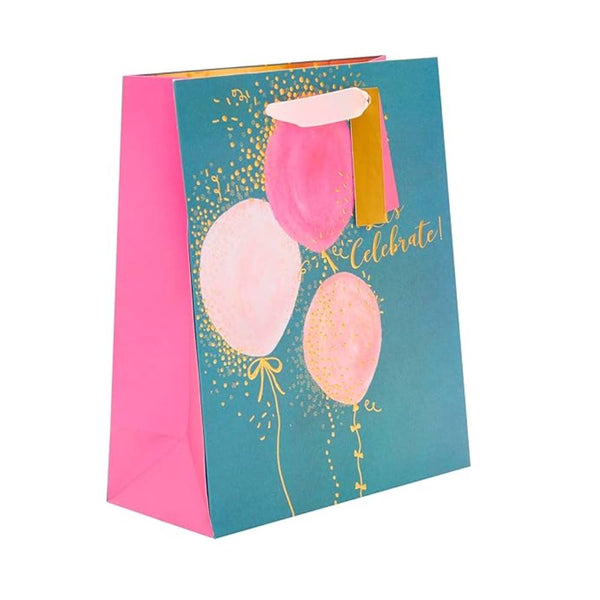 UK Greetings “Let’s Celebrate” Medium Gift Bag with Foil Tag – Balloon Design