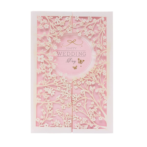 UK Greetings Wedding Card – Laser Cut Floral Design with Gold Foil Accents