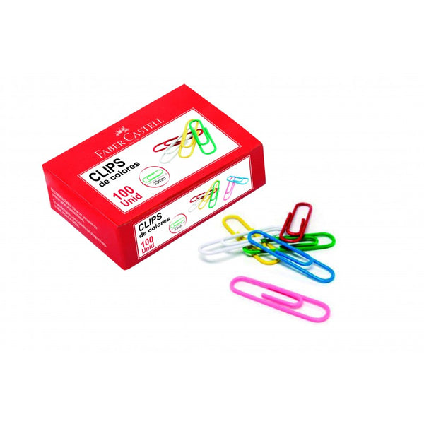 Faber-Castell Coloured Paper Clips – 100-Piece Assorted Colours Set