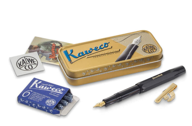 Kaweco Classic Sport Fountain Pen Gift Set – Black with Gold Trim